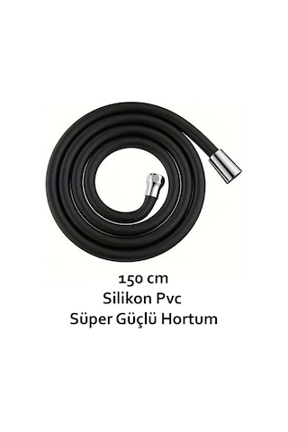 Silikonlu Siyah 150 Cm Kopmaz Patlamaz Sağlam Duş Hortumu Beyaz