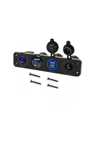 Shuıvan Kombine Şarj Paneli Voltmetre - İkili Usb - 12v Çakmak Söketi - On Off Anahtar-1950