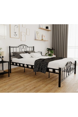 Reyo Orkide Tek Kişilik Ferforje Siyah Metal Karyola 120x200