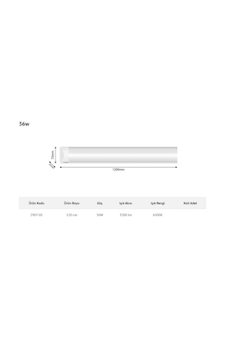 İnoled 36w Led Bant Armatür Ip40 6500k 120cm Çok Renkli
