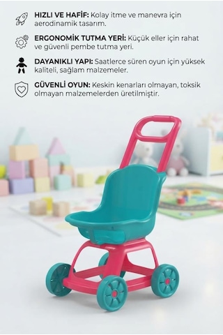 Oyuncak Bebek Arabası 53 Cm Ergonomik Hafif Ve Güvenli Gelişim Destekleyici Evcilik Oyuncağı