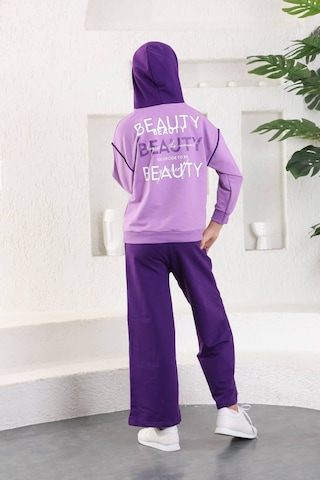 Mnk Baby & Kids Beauty Slaş Kız Çocuk İkiiplik Kapşonlu Eşofman Mnk0395 Lila