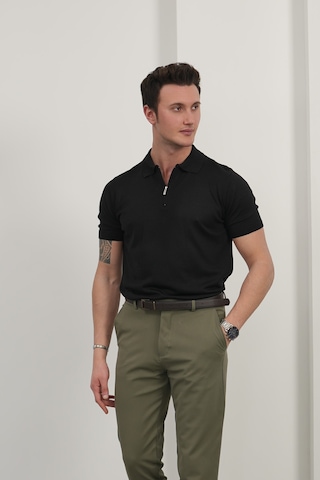 Modefendi Erkek Basic Fermuarlı Polo Yaka Tişört Kahverengi
