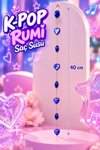 Kız Çocuk K-pop Rumi Temalı Saç Süsü 40 Cm Pratik Tel Tokalı