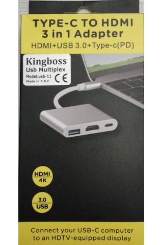 Type-c Hdmı 3 İn 1 Adapter Hdmı Usb 3.0 Çevirici Dönüştürücü Adap