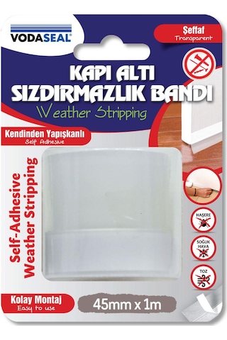 Vodaseal Kapı Altı Sızdırmazlık Bandı 45 Mm. - 1 Mt. - Şeffaf 1 M