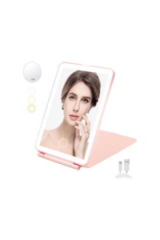 Valkyrie Katlanabilir Led Işıklı Makyaj Aynası Pembe