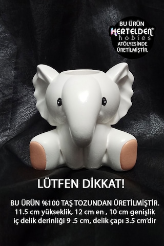 Dekoratif Fil Saksı / Kalemlik Dekoratif Masaüstü Obje %100 Taş Tozu