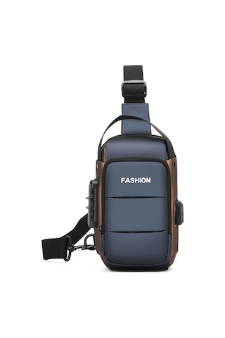 Hafif Erkek Rahat Göğüs Çantası Taşınabilir Minimalist Hırsızlık Karşıtı Şifre Blue Gold Altın