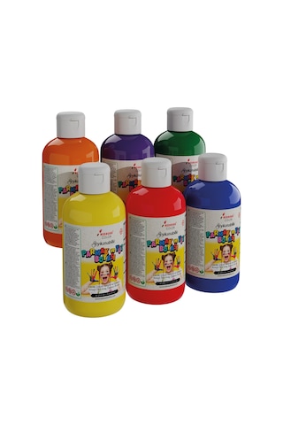 Ana Renkler Parmak Boyası 6'lı Set 6x250gr Yıkanabilir, Toksik İçermez, Çocuk Okul Kreş İçin