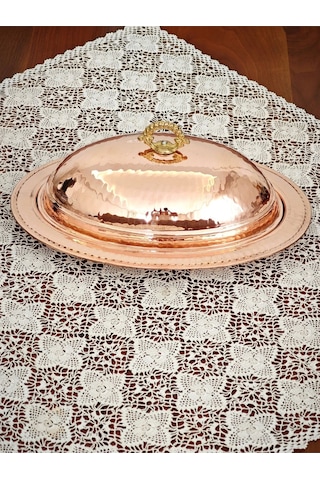 Modabakir Kayık Tabak,oval Sahan, Bakır Sahan 25cm