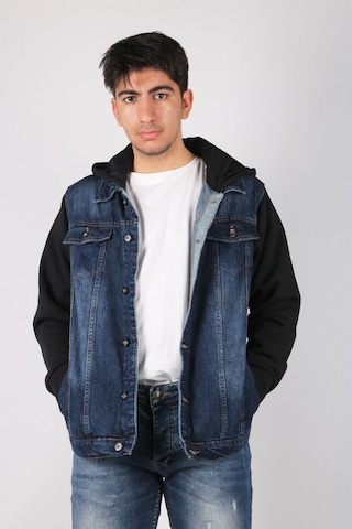 Vikings Jeans Erkek Kot Ceket Kot Mont Denim Koyu Mavi