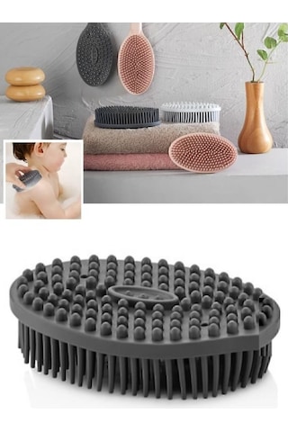 Mainshop Vücut Masaj Fırçası, Çift Taraflı Sırt Kese Banyo Duş Bebek Masaj Yumuşak Fırça Antrasit M-151