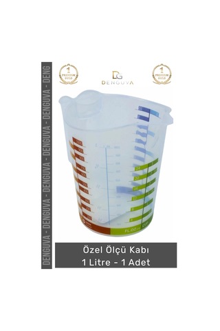 Ölçükabı Hassas Mutfak Laboratuvar Ölçekli Gı Uyumlu Pratik Özel Ölçü Kabı 1 Litre - 1 Adet Çok Renkli