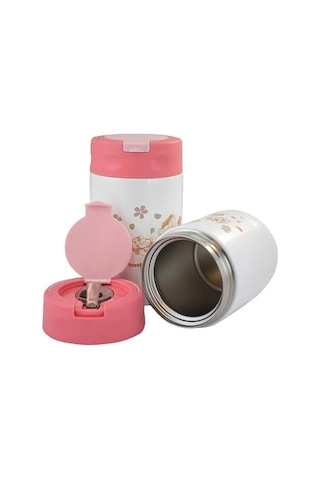 Çelik İçli Termos 350 Ml Pembe Çelik Kaşık İle Tx-6129 .