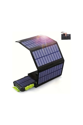 Honeybeeshop 35w 4 Katlı Siyah Güneş Paneli Taşınabilir Katlanabilir Usb Şarj Cihazı Kamp Seyahat İçin