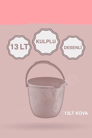 Çocuklar İçin 2'li Banyo Seti Kulplu Kova & Oluklu Maşrapa Set Pembe