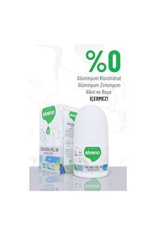 Siveno %100 Doğal Roll On Beyazlatıcı Etkili Deodorant Ter Kokusu Önleyici Bitkisel Leke Bırakmayan Vegan 50 ML