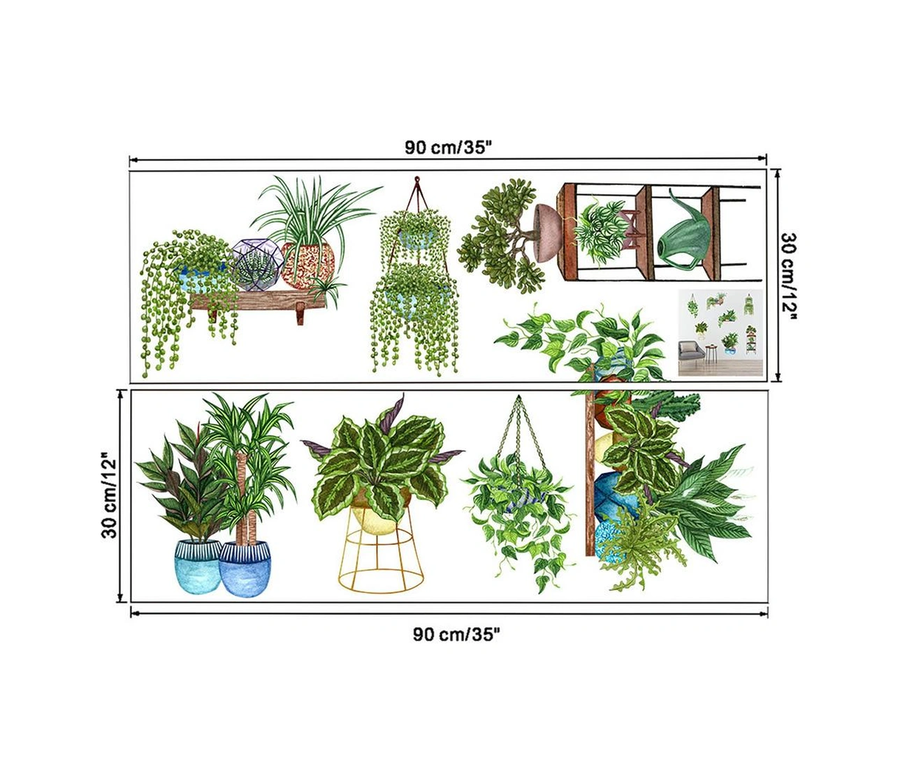 Saksılı Çiçek Tasarımlı Yapışkanlı Sticker 4741 Akçaağaç