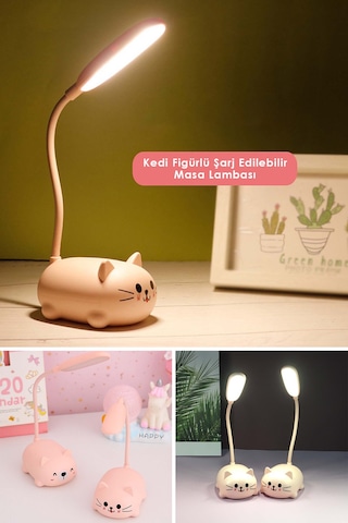 Technojet Kedi Figürlü Şarj Edilebilir Led Işıklı Masa Lambası
