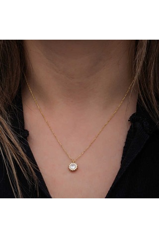 Artsmagazinmücevher Gümüş Gold Minimal Yuvarlak Anturaj Kadın Kolye