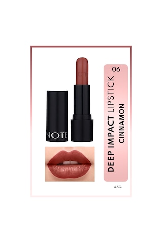Note Cosmetique Deep Impact Lipstick Kremsi Dokulu Yarı Parlak Ruj 06 Cinnamon - Kahverengi
