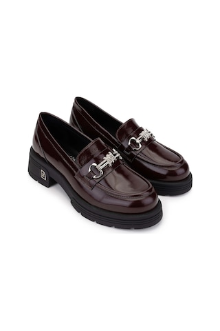 Tamer Tanca Kadın Hakiki Deri Bordo Rugan Loafer Ayakkabı 33 2005-1 Bn Ayk Sk24-25 Bordo Rgn Bordo Rugan