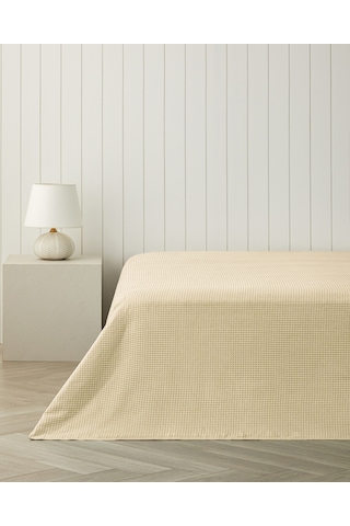 English Home Modern Grid Çift Kişilik Pike 180x220 Cm Sarı