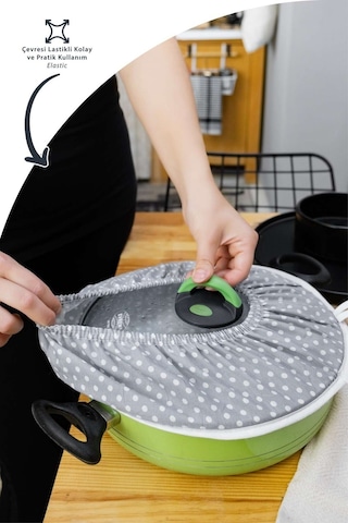 3 Adet Şık Ve Pratik Demlematik: Pilav Demleme Örtüsü , Tencere Kapağı Bonesigri Puantiye