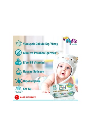 Flyfix Sensitive 12 Li 1200 Yaprak Saf Islak Mendil Bebek Havlusu