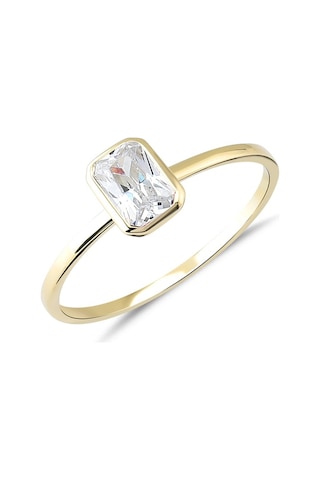 Beyaz Taşlı Altın Tektaş Yüzük Yza.103.01