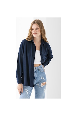 Giysa Kadın Uzun Kol Regular Fit Jakarlı Gömlek Lacivert - 25y 10039 Lacivert