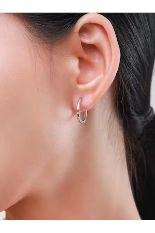 Timeless Series Işıltılı Taşlı Zarif Halka Kadın Gümüş Küpe