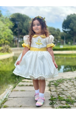 H L Y Karol Tasarım Sarı Papatya Vintage Kız Bebek Elbise,doğum Günü Elbise,fotoğraf Çekim Elbise,0-12 Yaş Uygun KREM
