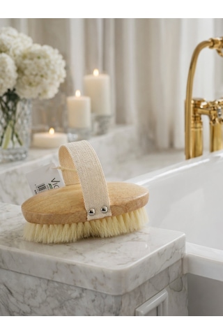 Doğal Ahşap Vücut Banyo Fırçası Kese Etkili, Cilt Arındırıcı Masaj Fırçası Vıchy-7052
