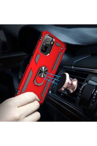 Xiaomi Redmi Note 10S Yüzüklü Standli Vega Kilif Ekran Koruyucu 510330669