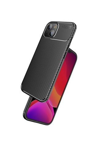 Smcase Apple Uyumlu iPhone 13 Kılıf Negro Karbon Silikon Nano Ekran Koruyuc