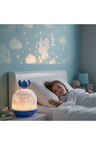 Stitch Temalı Dönen Ve Renkli Star Master Projeksiyon Gece Lambası Beyaz