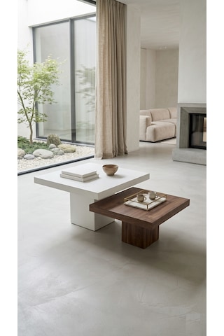 Most Marmoris %100 Mdf Orta Sehpa Set Evinize Teslim Aytaşı Ceviz