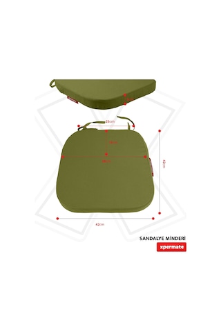 Xpermate 2'li Standartfit Oval Sandalye Minderi 42x42x5 Yeşil