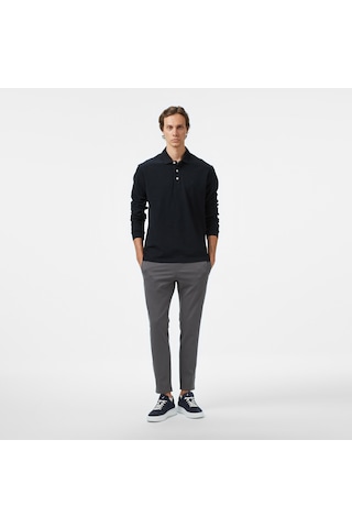 Nautica Erkek Siyah Classic Fit Uzun Kollu Polo Yaka T-shirt Düz K57042t Siyah