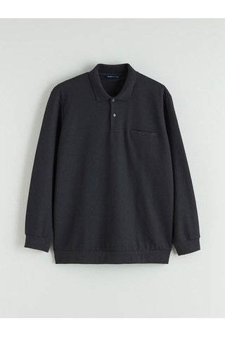 Lcwaıkıkı Classic Antrasit Büyük Beden Polo Yaka Erkek Sweatshirt