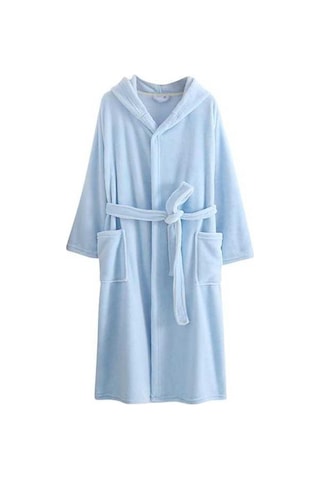 Flybuy Kadınlar İçin Kış Uyumlu Uzun Bornoz, Soğuk Geçirmez Ve Rahat Mavi