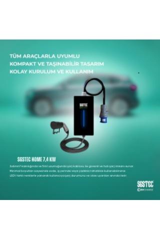 SGSTEC Home 7.4 KW 5 Metre Kablolu Elektrikli Araç Şarj Cihazı