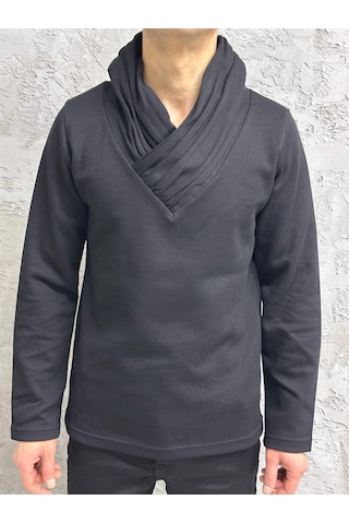 Black Steel Şal Yaka Casual Erkek Sweatshırt Antrasit