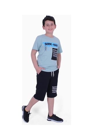 Fyk Kids Boom Sklk Yazı Baskılı Erkek Çocuk Alt-üst Kapri Takım Çok Renkli