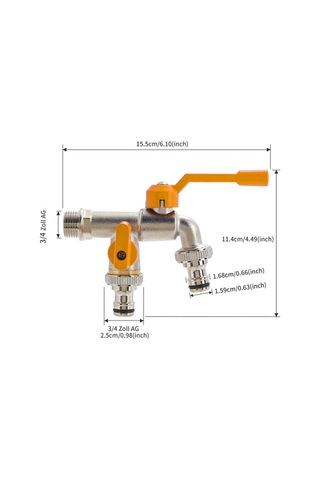 Xurunkeji 3/4 Bahçe Avlusu Açık Hava Antifriz Musluğu Bir-içeri-iki-çıkış Açık Hava Çamaşır Makinesi Tüm Bakır Çift Kullanımlı Büyük Akış GÜMÜŞ