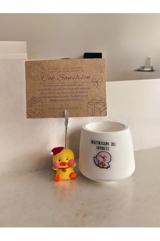 Yaşıyorsun Bu Hayatı Temalı Komik Karikatür Baskılı Ve Civciv Not Tutacağı Hediyelik Ofis Seti Beyaz