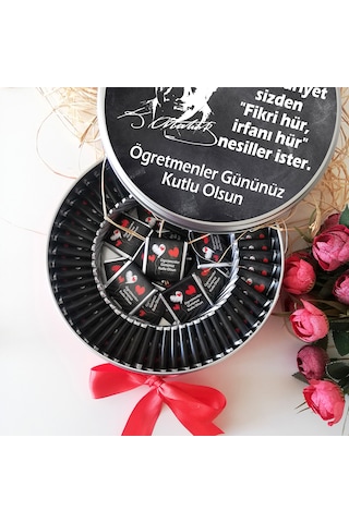 Öğretmenler Günü Hediyesi Metal Kutulu Madlen Çikolata 72 Adet