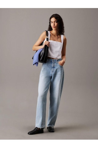 Calvin Klein Kadın Sırt Düğme Kapama Kalın Askı Crop Boy Beyaz Büstiyer J20j225347-yaa-7870 Beyaz
